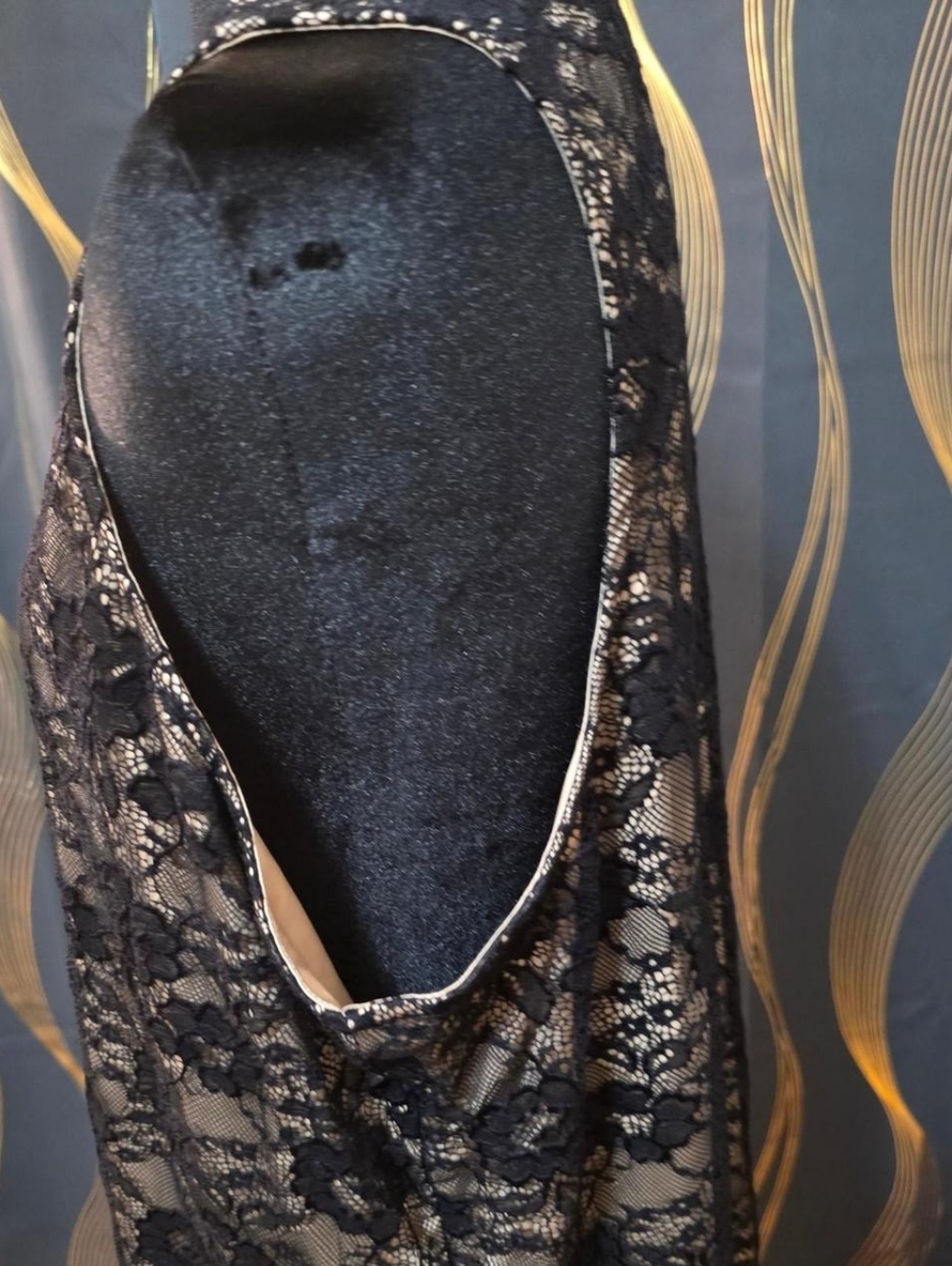 Torrid Black Lace Top with Tan Underlay - Picture 5 of 5